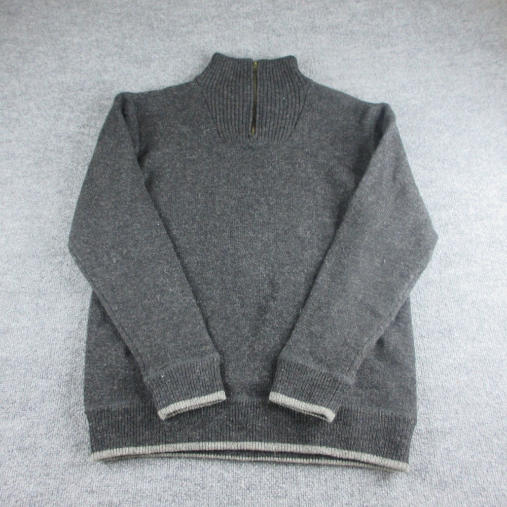 Irelandseye Sweater Mens XL Black 1/4 Zip Mock Neck Lambswool Knit Pullover‎